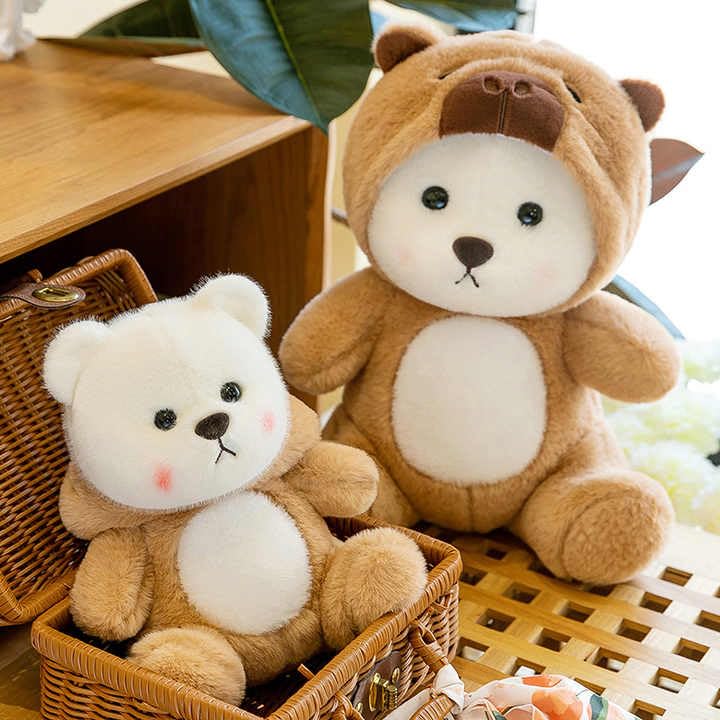 Image of Capybara Teddy Bear Huggable Capy bara Soft Toy with Removable hat Hoodie Plush Toys for Kids & Babies Cuddly Animal Stuffed Huggable Gifts for Toddlers Boys & Girls 35CM