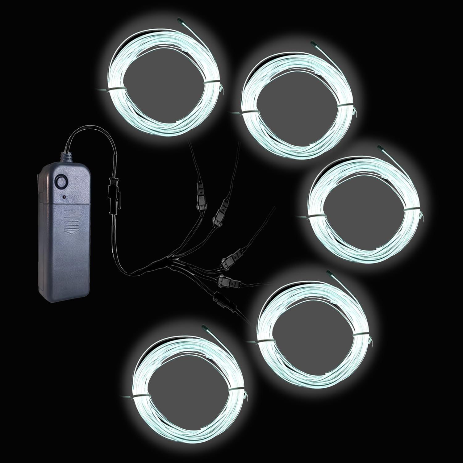 Gcidto Neon Light 5-in-1 Metre EL Wire, a Decorative Lighting Strip with Three Illumination Modes, Suitable for Various Occasions Such as Birthday Parties, Halloween, and More. (White)