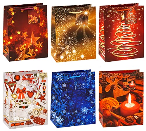 TSI - Bolsas de regalo (tamaño mediano, 12 unidades, 6 modelos diferentes), diseño navideño Cover