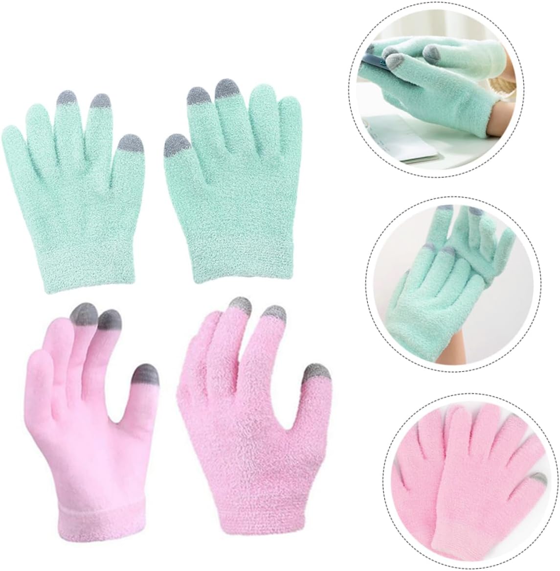 2pairs Moisturizing Touchscreen Gloves with Essential Oils for Hand Care Gel Lined for for Overnight Use and Daily Activities