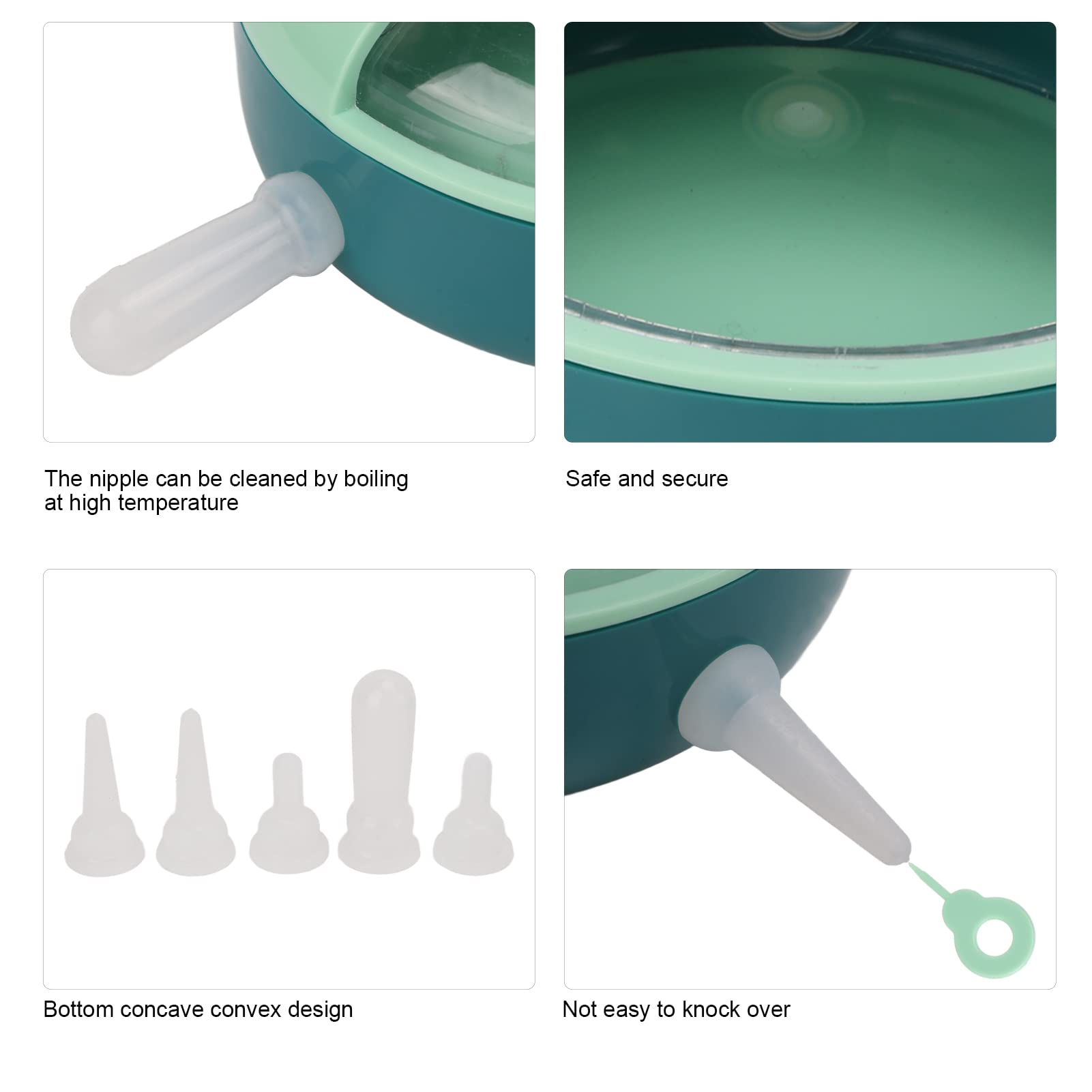 Distributeur de Lait pour Animaux de Compagnie avec 5 tétines en Silicone de qualité Alimentaire, Bol de Lait pour Petits Animaux comme Lapins, Chiots et Chatons, biberon simulé AV
