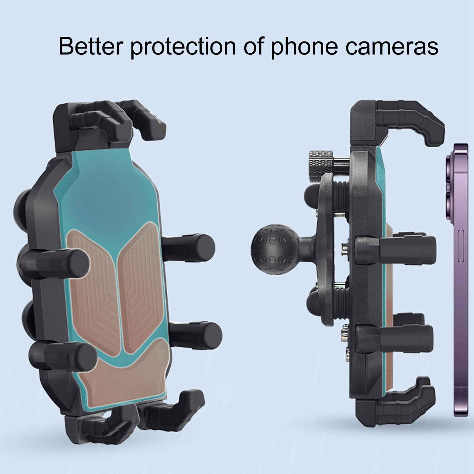 Uchwyt na telefon motocyklowy Heavy Duty 8 pazurów, odporny na wstrząsy, zabezpieczający przed kradzieżą Uchwyt rowerowy na telefon z obrotem 360 do motocykla Rower elektryczny