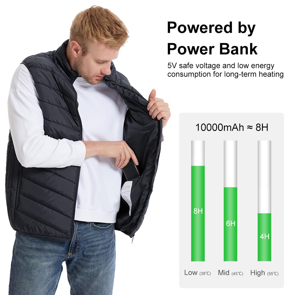 Amurhey Gilet riscaldato da uomo e da donna con 21 zone riscaldate e compatibile con 5 V/7,4 V, 2025 nuovo – Giubbotto termico riscaldabile, unisex, caldo, lavabile (senza power bank)