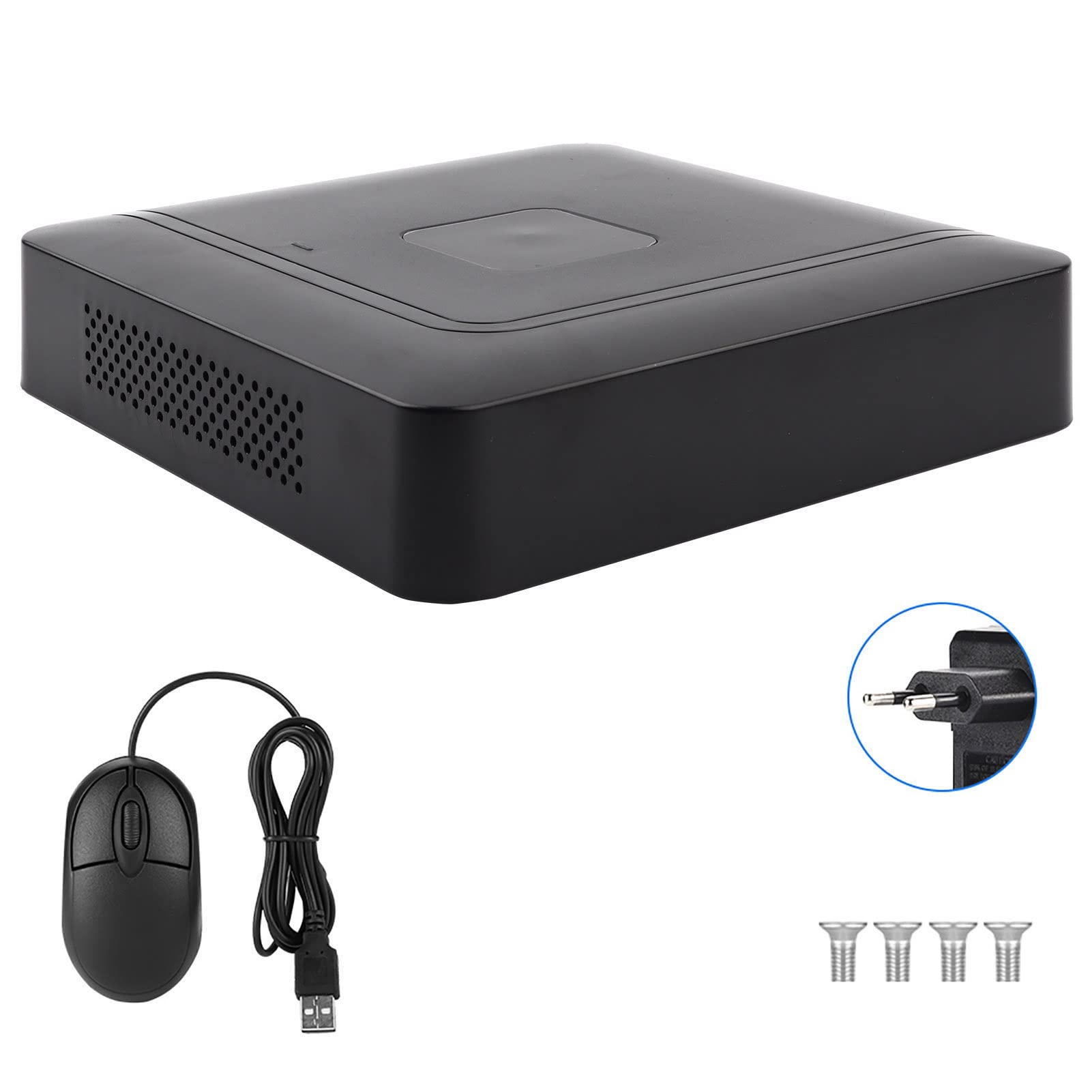 4 Canales 4CH Seguridad CCTV AHd CVI/TVI/DVr NVR Grabadora de Vídeo 5 en 1 Grabadora de Vídeo en Tiempo Real 100-240V (Normativa Europea 100-240V)