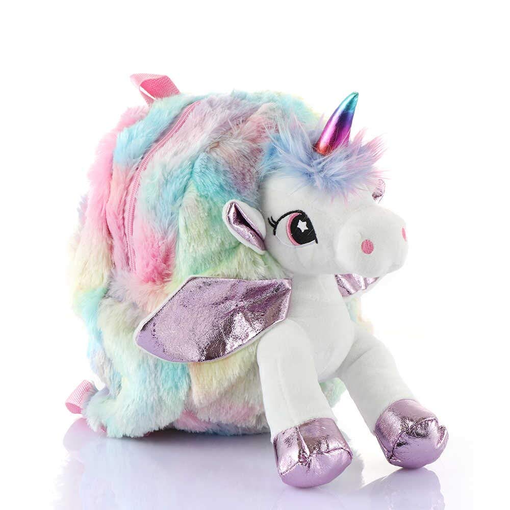 Festikounicorn Soft Fur Bag For Kids Unicorn Mini Backpack Girls