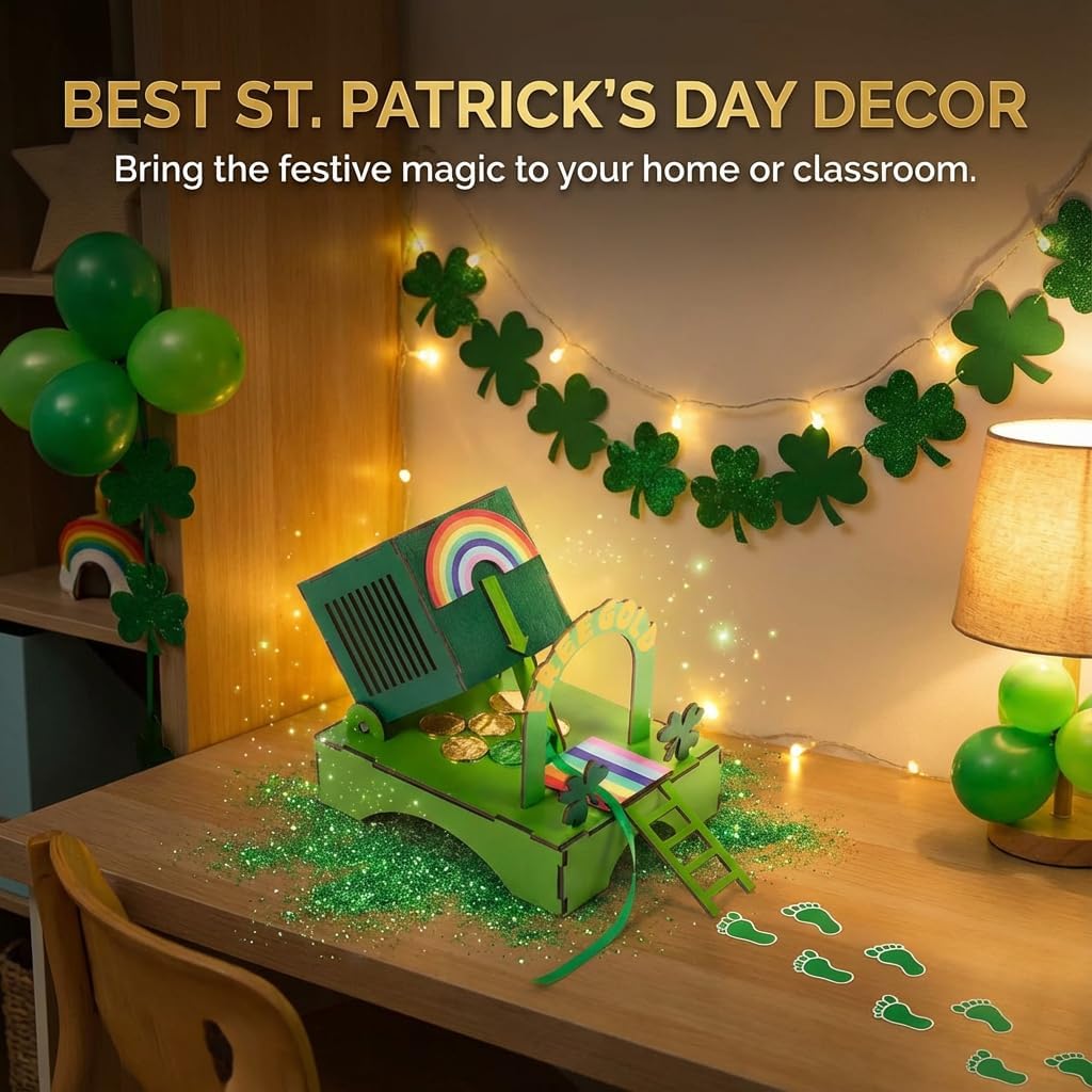 BVXVCB St. Patrick's Day Decorations Leprechaun Trap Kit -St Patrick's Day DIY Toys -Leprechaun Trap Decorations(Green)