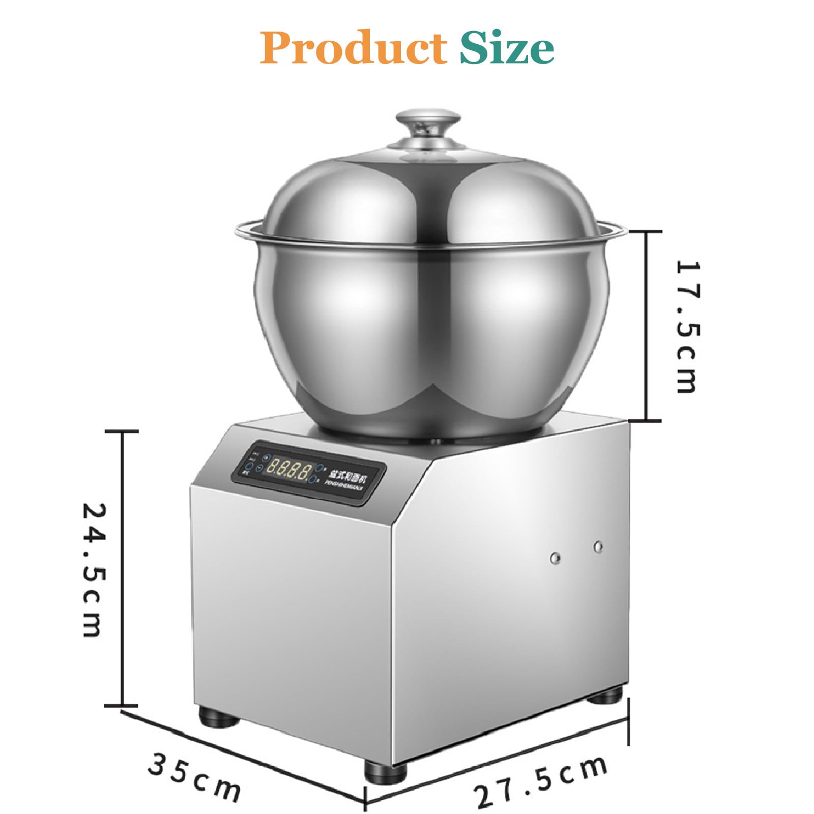Impastatrice a Doppia Rotazione da 1800 W con Funzione di Riscaldamento a Temperatura costante, Coperchio e Timer, impastatrice a Spirale elettrica per ristoranti, panetterie e pizzerie, 8 k