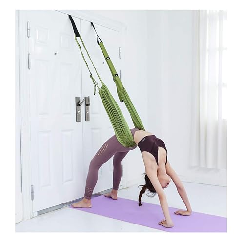 Leg Stretcher Strap, Stretching Equipment with Door Anchor Flexibility Trainer Backbend Assist for Dance Aerial Yoga Ballet Leg Stretching Exercise - Green-Pro