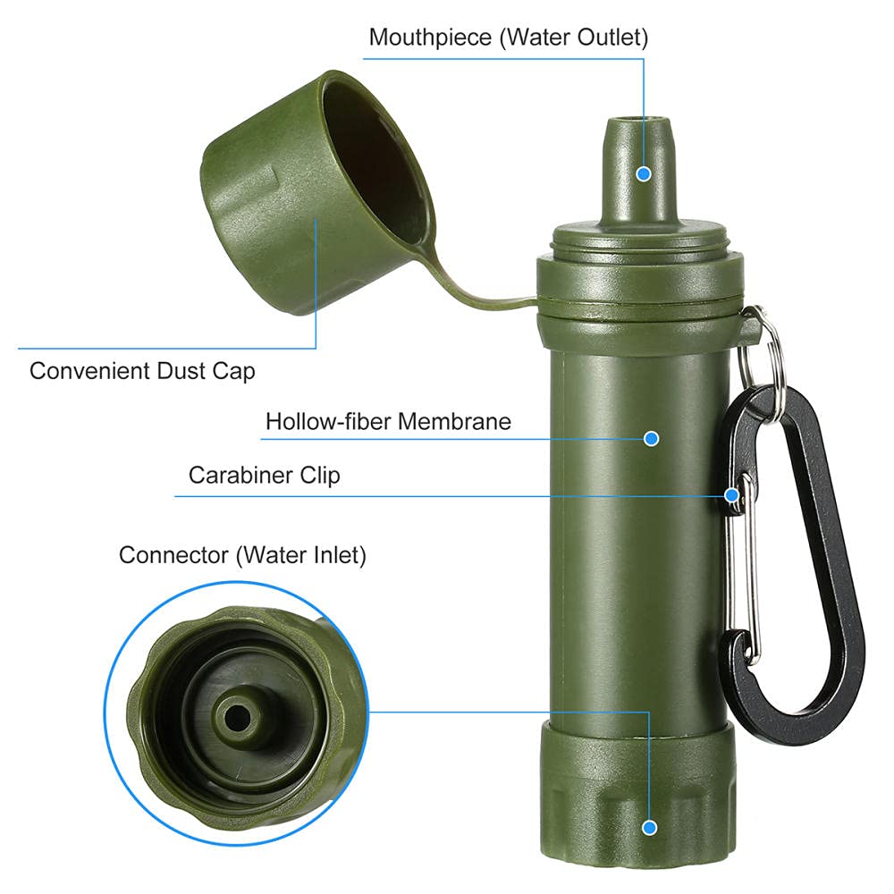 Personal Filtro Acqua Mini Portatile Purificatore Acqua Filtri 1000 L capacità Outdoor Sopravvivenza di Emergenza Paglia per Sport Esterni Campeggio Trekking