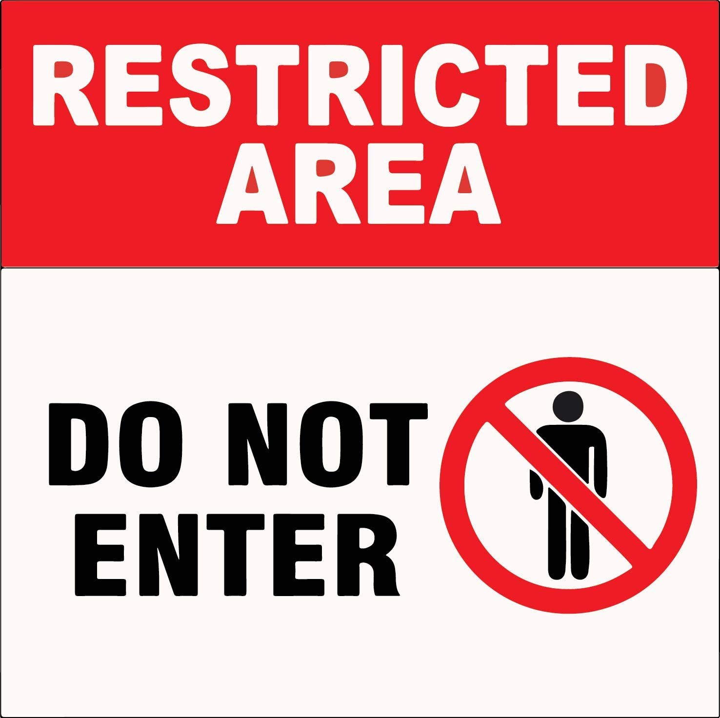 VVWV Danger Restricted Area Do Not Enter Sign Sticker for Office Factories Size L X H 30 X 25 CM