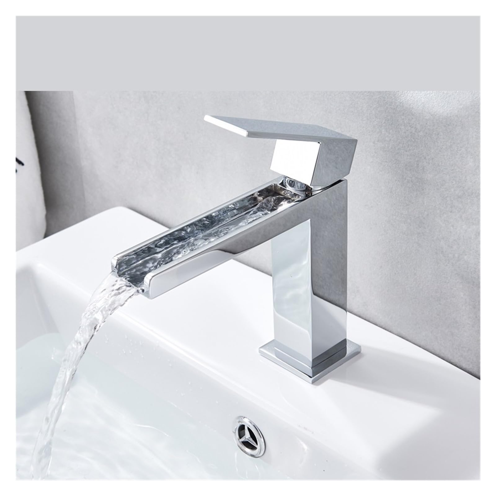 Mitigeur cascade de lavabo haut de gamme en laiton chromé et robinet d'évier monotrou eau chaude froide