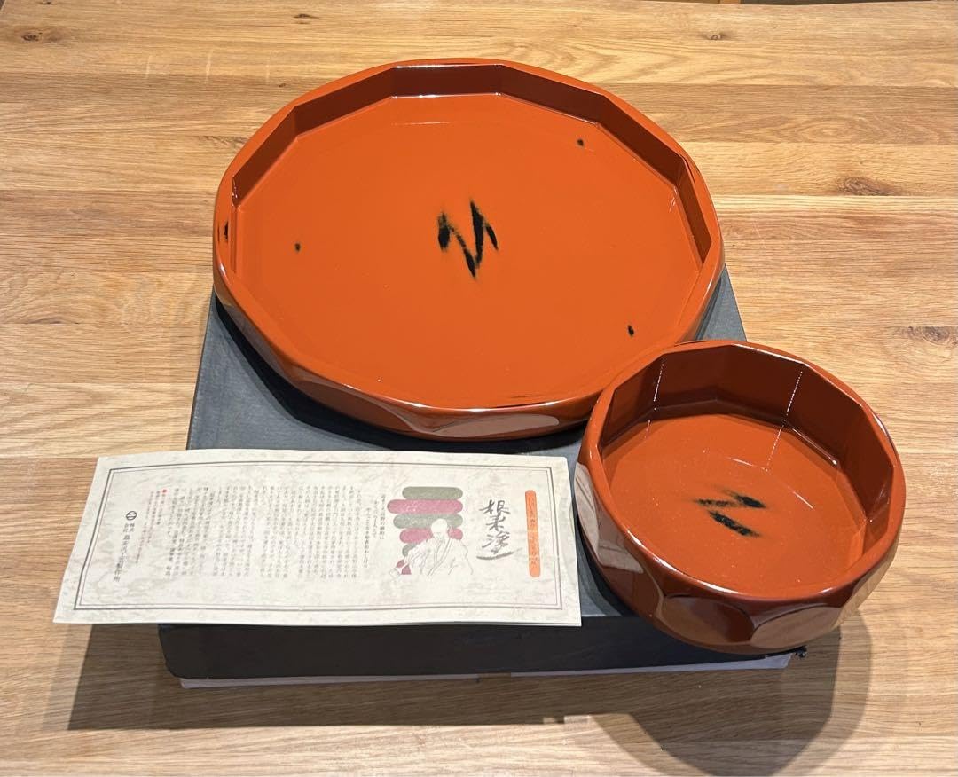 高級 山中塗 漆塗 宝来 高台皿 盛皿 漆器 朱漆 プレート 5枚揃