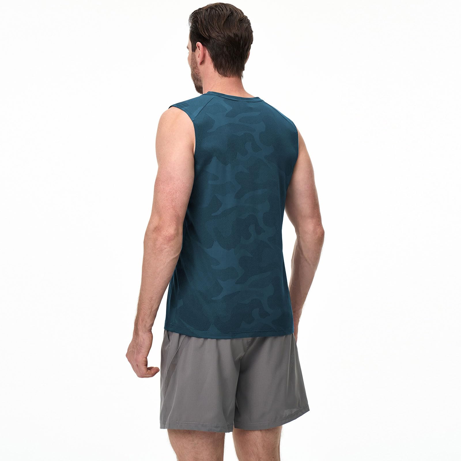 Superora Paquete de 3 chalecos deportivos para hombre, sin mangas, de secado rápido, para correr, entrenamiento, malla transpirable con patrón de camuflaje jacquard