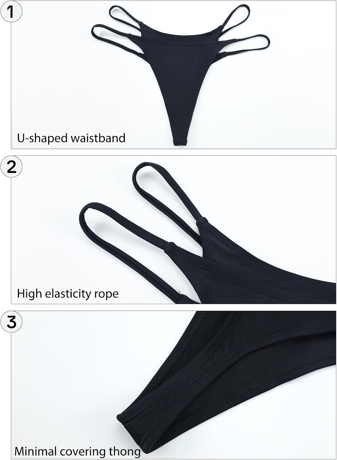 SHEKINI Womens Cut Out Thong Bikini Bottoms Low Waisted Strappy Swim Briefs - Image 6