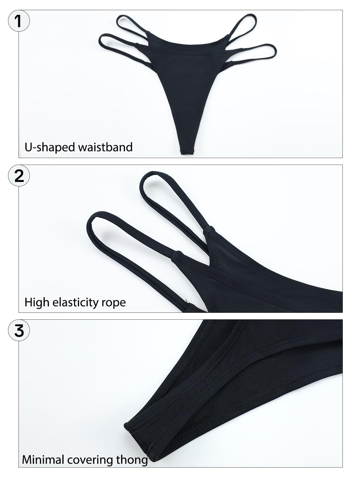 SHEKINI Slip da donna con perizoma a vita bassa con spalline