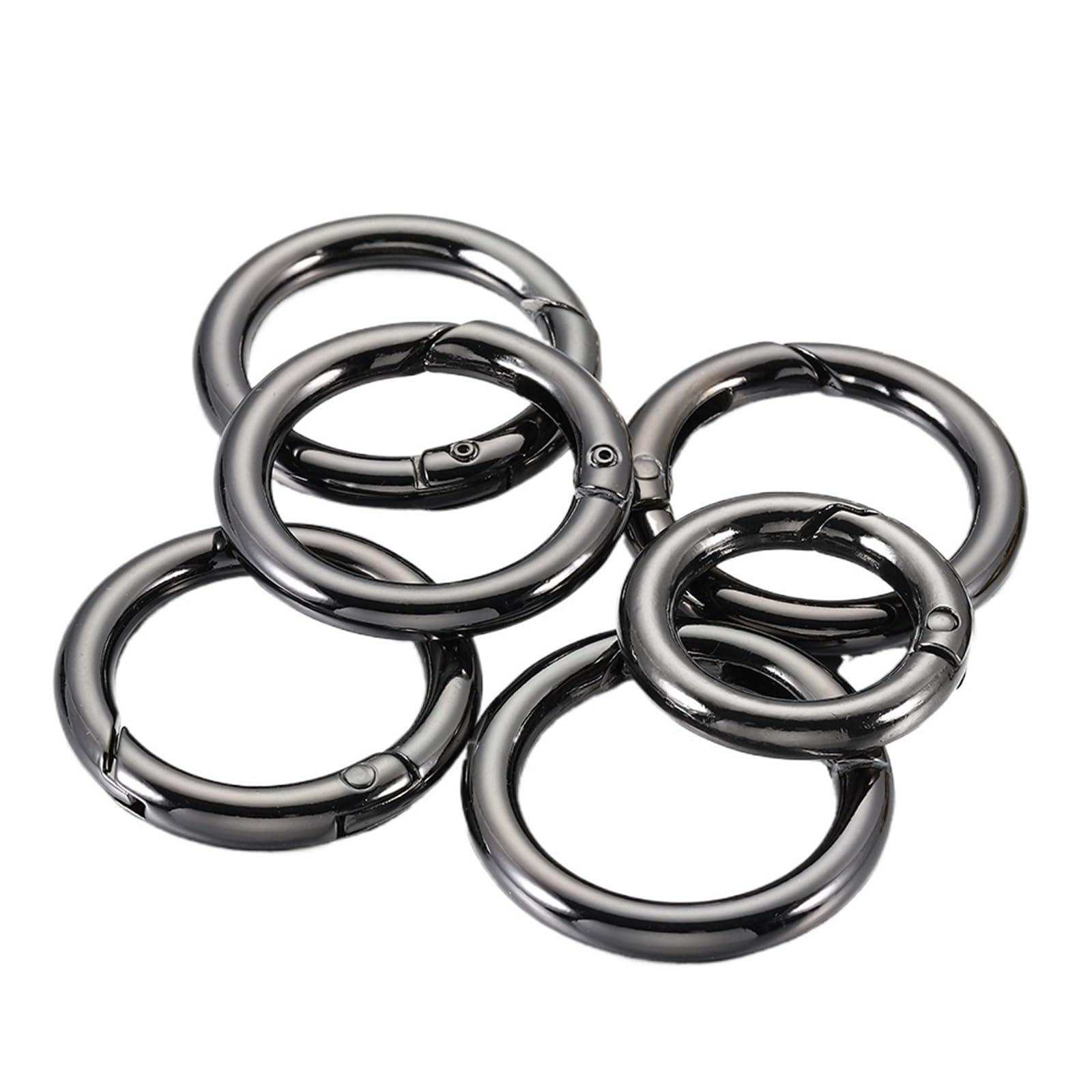 20pcs Openable Metal Spring Clasp Ring Round Carabiner Keychain Clip Hook Buckle Bag Chain Connector for Jewelry Making DIY for Keyrings,Wallets(Black,28mm)