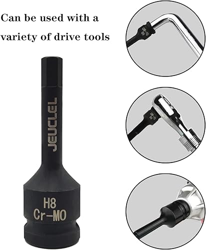 Miniatura 3 de 0.315 in Hex Impact Bit Socket, H8 12-Inch Impact Drive Allen Socket, Cr-Mo Acero Alargar Hex Destornillador Adaptador