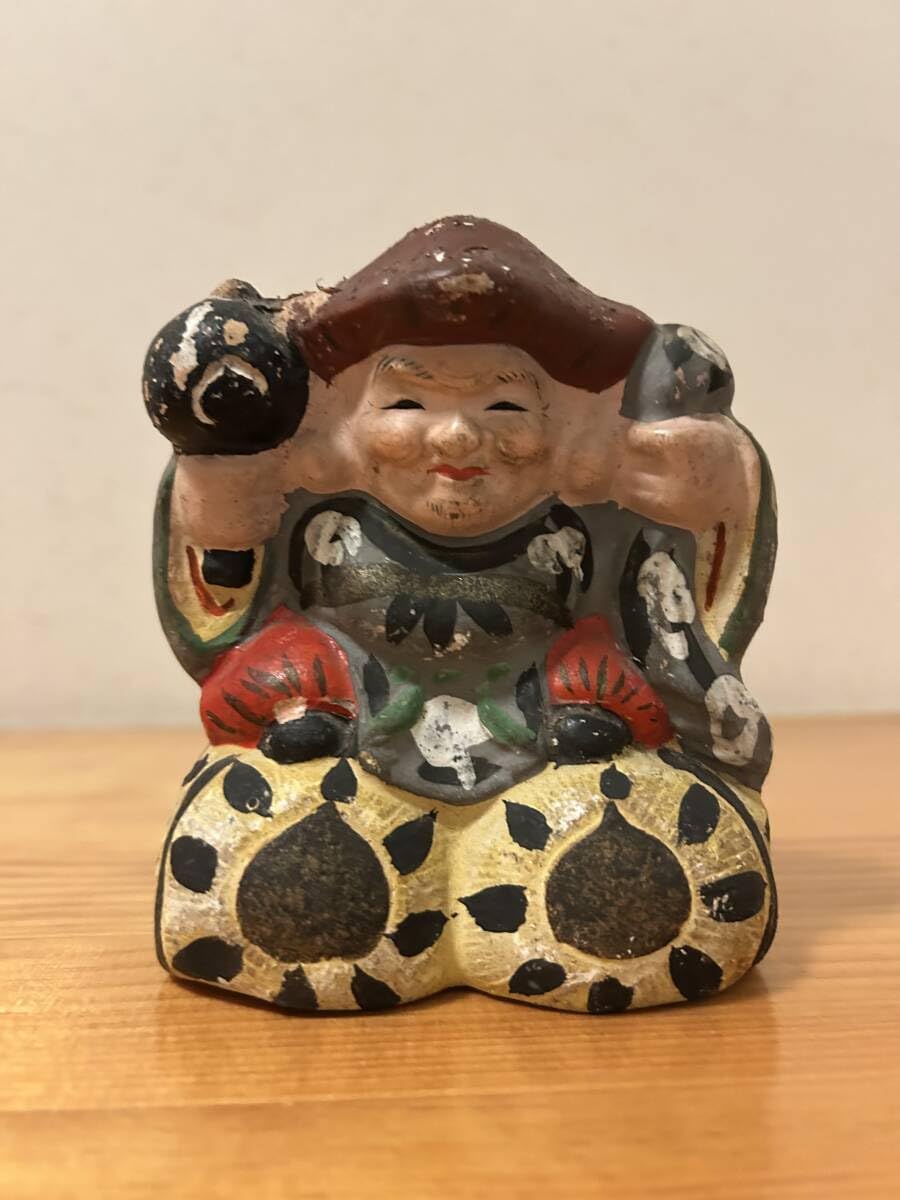大黒天焼物 骨董品 Amazon | 大珍品 大黒さん 大黒天 彩色 土人形 郷土玩具 置物