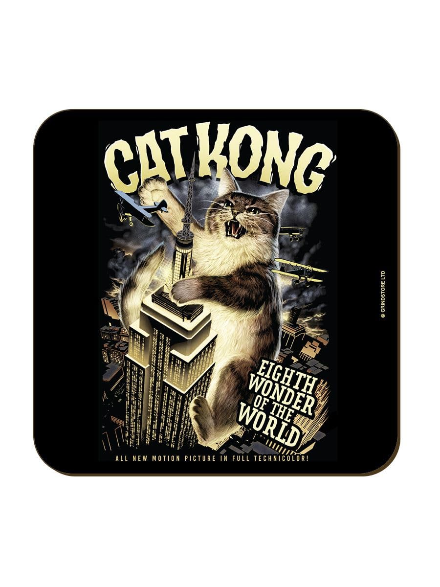 Grindstore Multicolour Horror Cats Cat Kong Square Coaster