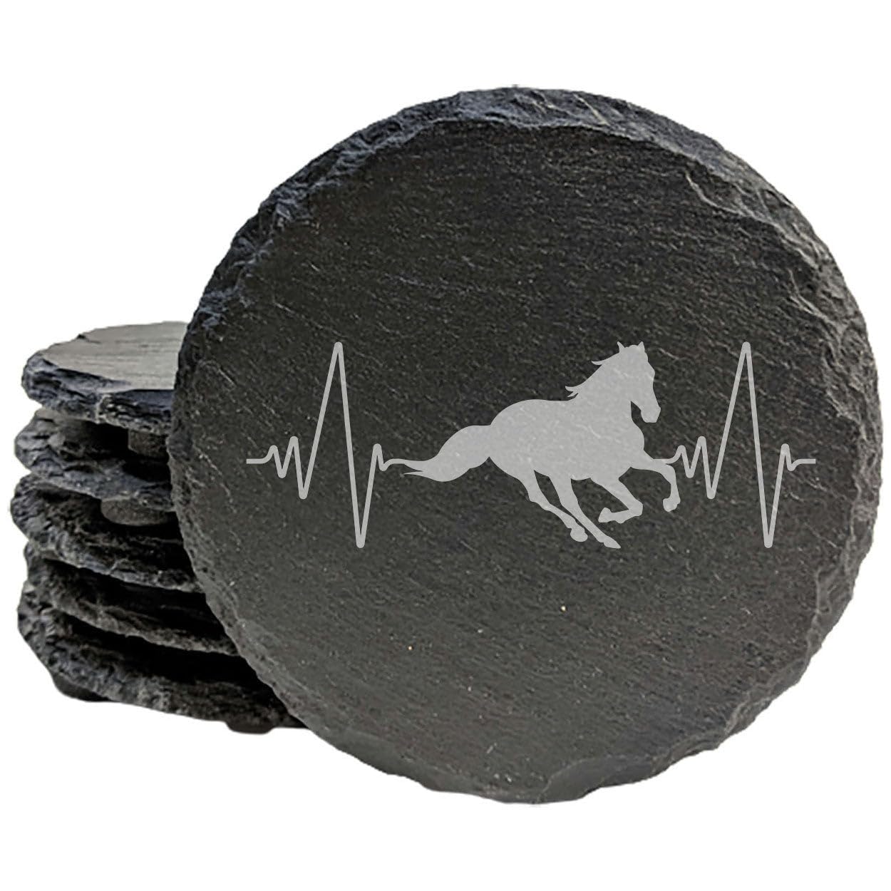 Galloping Heartbeat Coasters - Round Slate (set of 8)