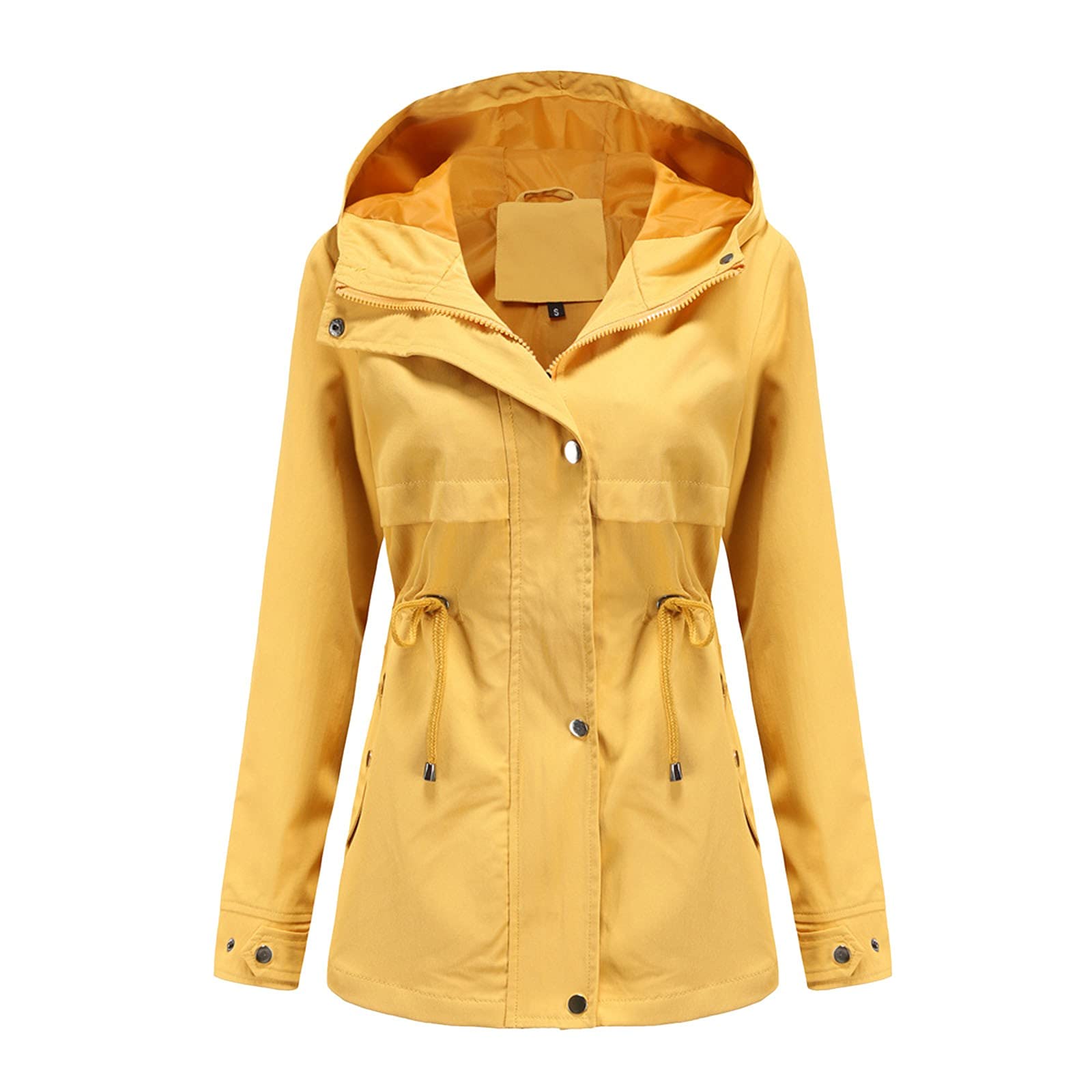 Generisch Chaqueta de verano para mujer con capucha, chaqueta de entretiempo para mujer, elegante, impermeable, ligera, resistente al viento, chaqueta de senderismo, transpirable, chaqueta funcional