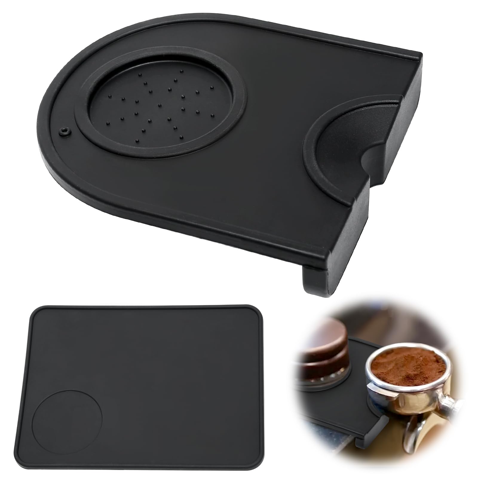 2PCS Espresso Tamping Mats, Coffee Tamper Mat, Anti-Slip Silicone Coffee Mat for Portafilter Barista Accessories, Waterproof and Heat Resistant