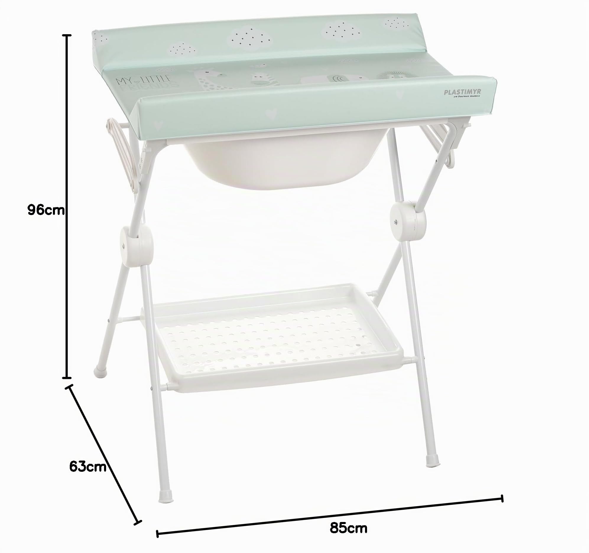 PLASTIMYR LEA | Bañera Cambiador Bebé Plegable de Viaje (Menta) | Con Bandeja Organizadora y Patas Antideslizantes · Segura y Compacta · Ligera y Fácil de Guardar