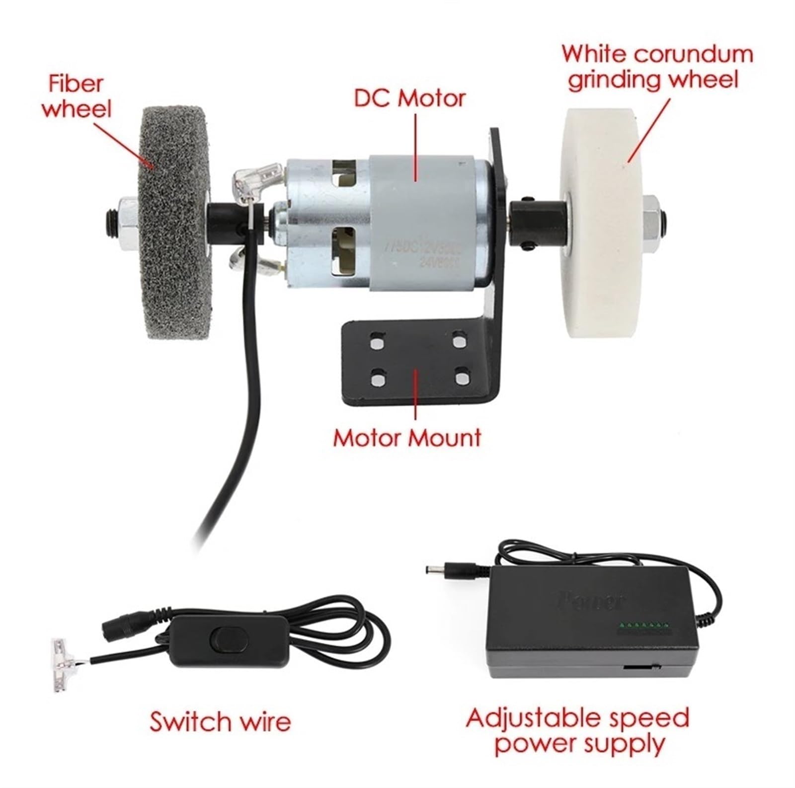Esmeriladora de banco Rectificadora pequeña for el hogar, amoladora de cuchillos, Motor DIY, Mini Micro pulido, rueda de eléctrica, amoladora de mesa, lijado