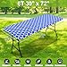 Smiry Rectangle Picnic Table Cover, Waterproof Elastic Fitted Camping Tablecloths for 6 Foot Tables, Wipeable Flannel Backed Vinyl Tablecloth Protector for Indoor, Outdoor (Blue, 30x72 Inches)