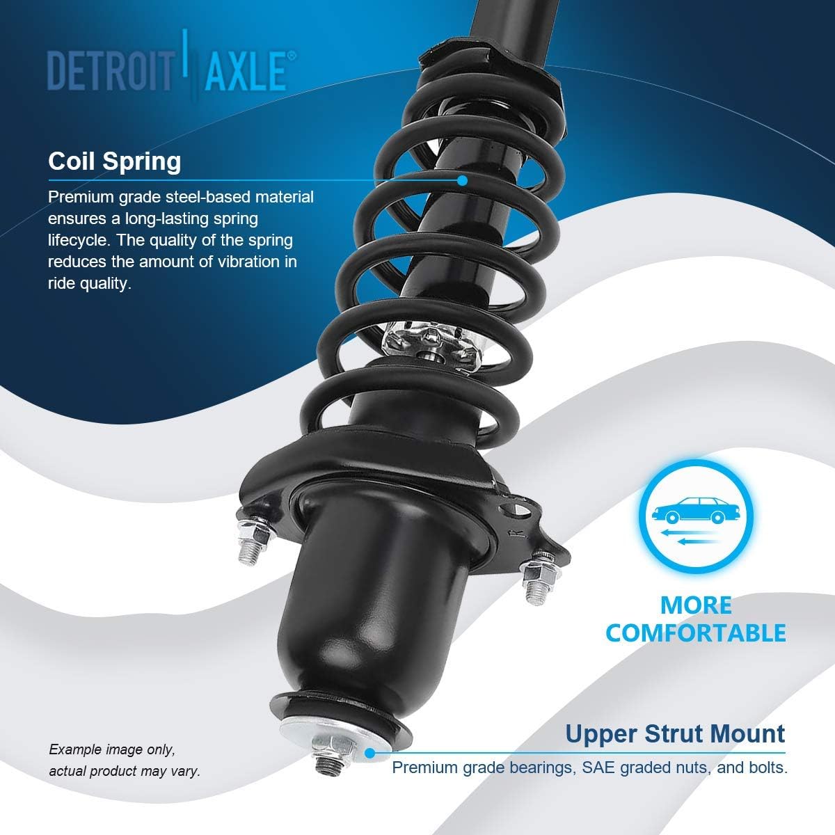 Detroit Axle - Rear Struts for 2009-2013 Toyota Corolla 09-10 Pontiac Vibe Complete 2 Struts with Coil Spring 2010 2011 2012 Replacement Quick Install Ready Struts Shocks Assembly