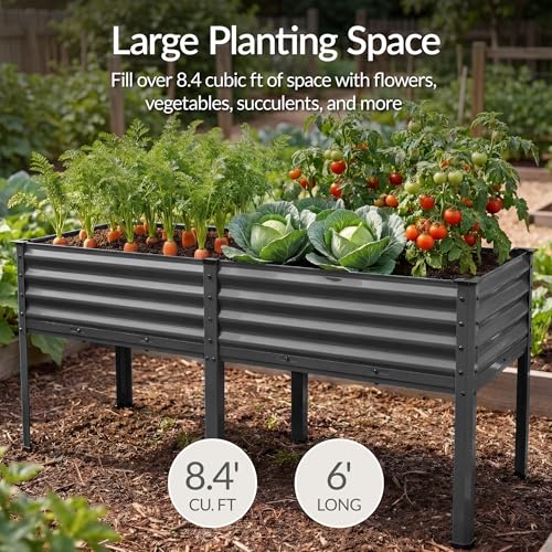 Image of Best Choice Products 72x24x30in Non Toxic Galvanized Raised Garden Bed, Metal Elevated Planter Box, Vegetable Garden, 100% Non Toxic Materials - Charcoal