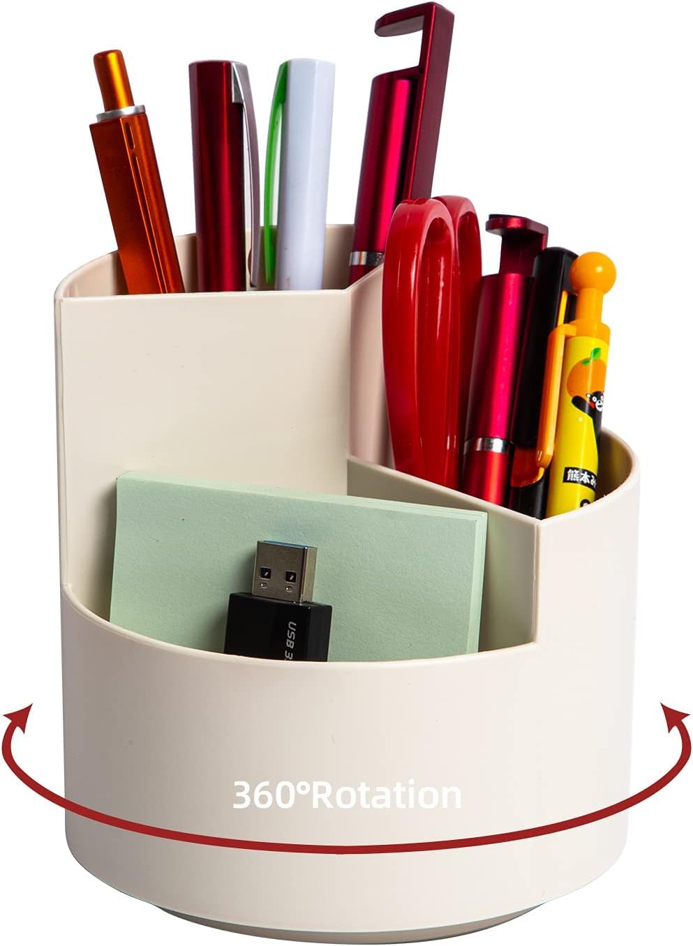 AccuPrints Rotational Pen Holder desk Organizer for offices (White)