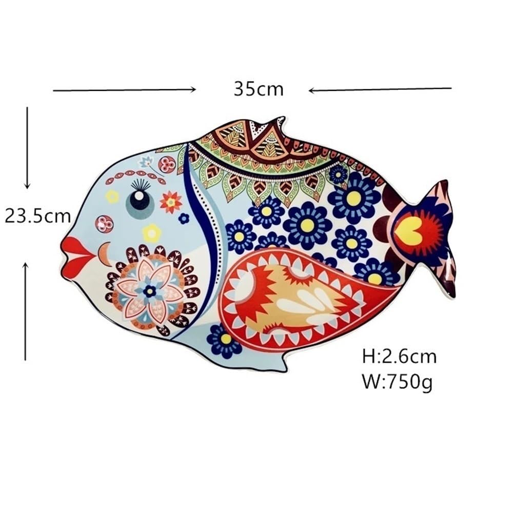 Plato De Pescado De Cerámica De Gran Capacidad Plato De Pescado Decorativo Plato De Ensalada De Pescado Al Vapor for El Hogar Plato De Cena De Mariscos Multifuncional Restaurante Accesorios De Cocina