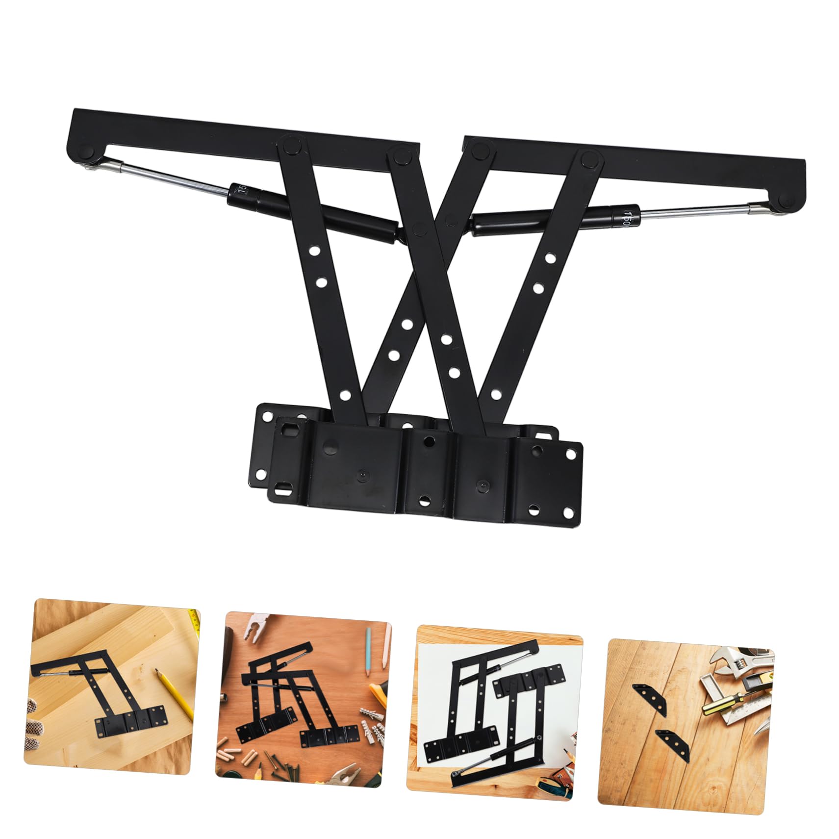 HEMOTON Soporte Elevador de Muebles de Hierro Negro Resistente Estructura Fuerte y Optimización de Espacio para Mesa Baja Funcional y Telescópica