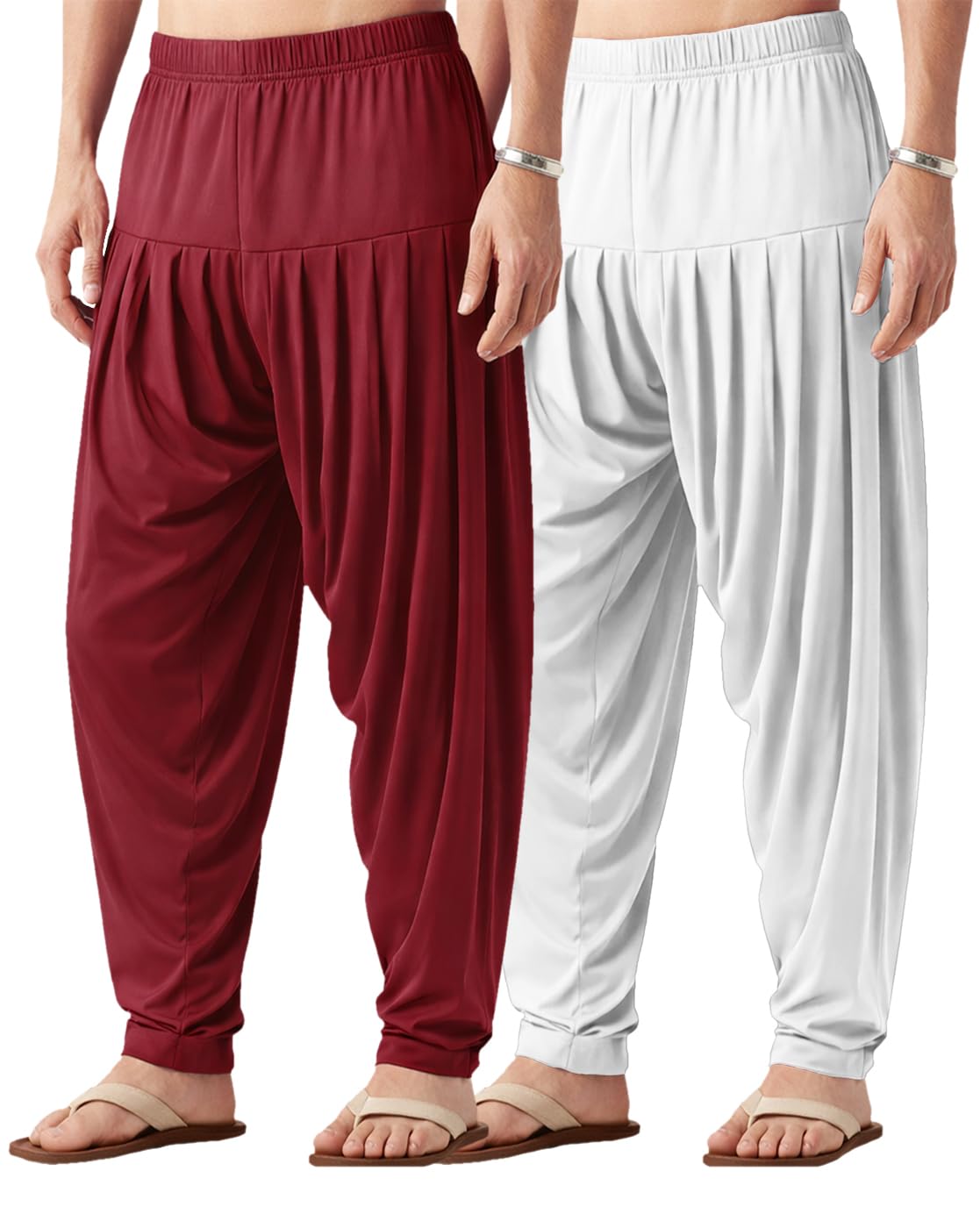 Patiala Pant for Men Combo Relaxed Fit Viscose Blend Solid Pyjamas Dhoti Ethnic Bottom Wear for Men Pack of 2 (M-4XL)-image-49