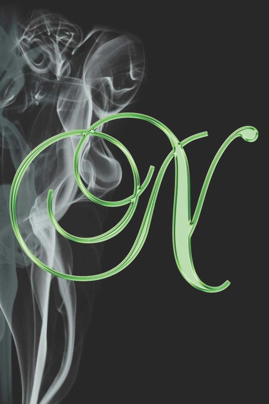 N Journal: A Monogram N Initial Capital Letter Notebook For Writing And Notes: Great Personalized Gift For All First, Middle, Or Last Names (Green Gold Smoke Fire Swirl Print)