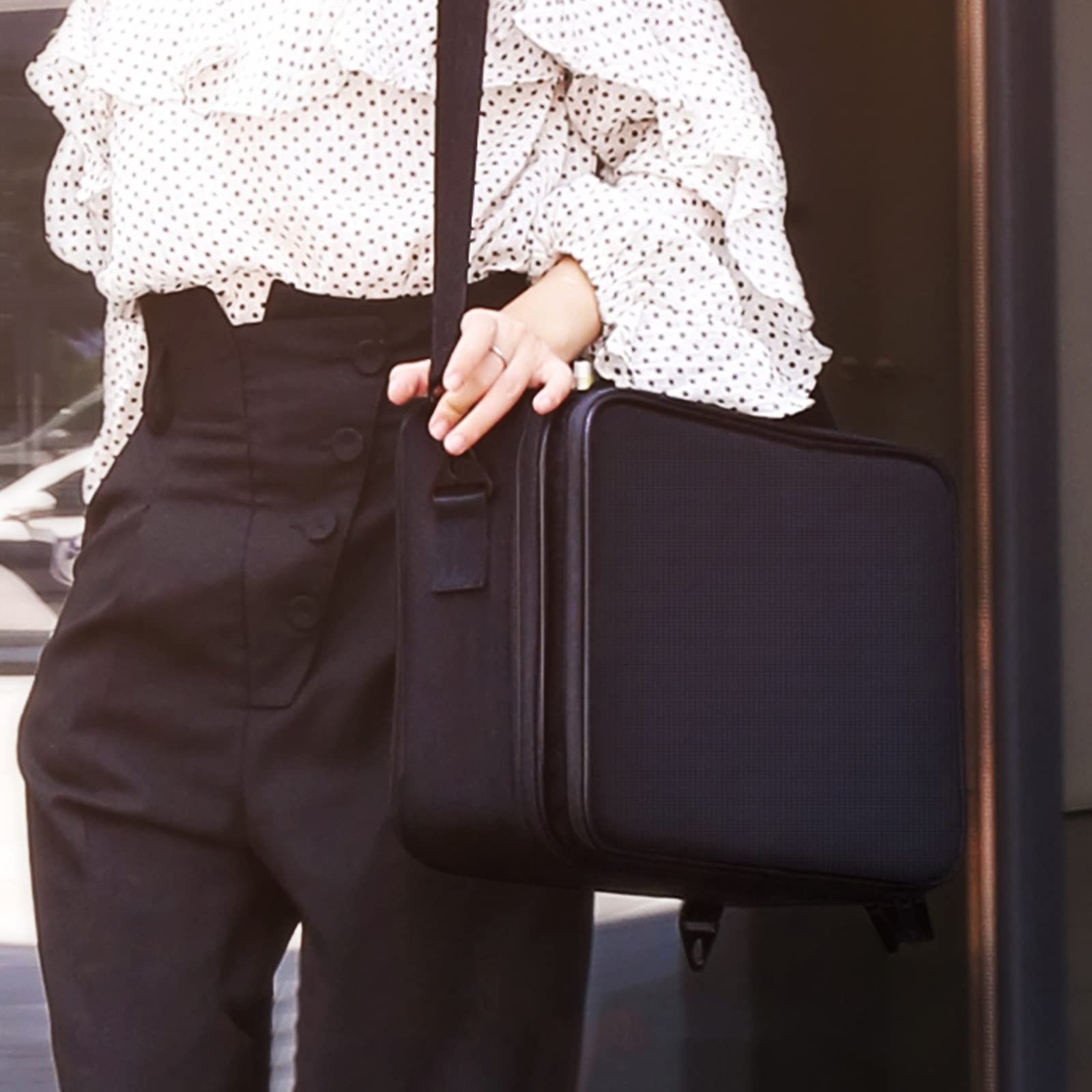 CKKNILV Makeup Bag Cosmetic Case Portable Travel Makeup Train Case Beauty Box, with Removable Compartment, for Cosmetics Makeup Brushes Toiletry Jewelry, Oxford Cloth Material,B