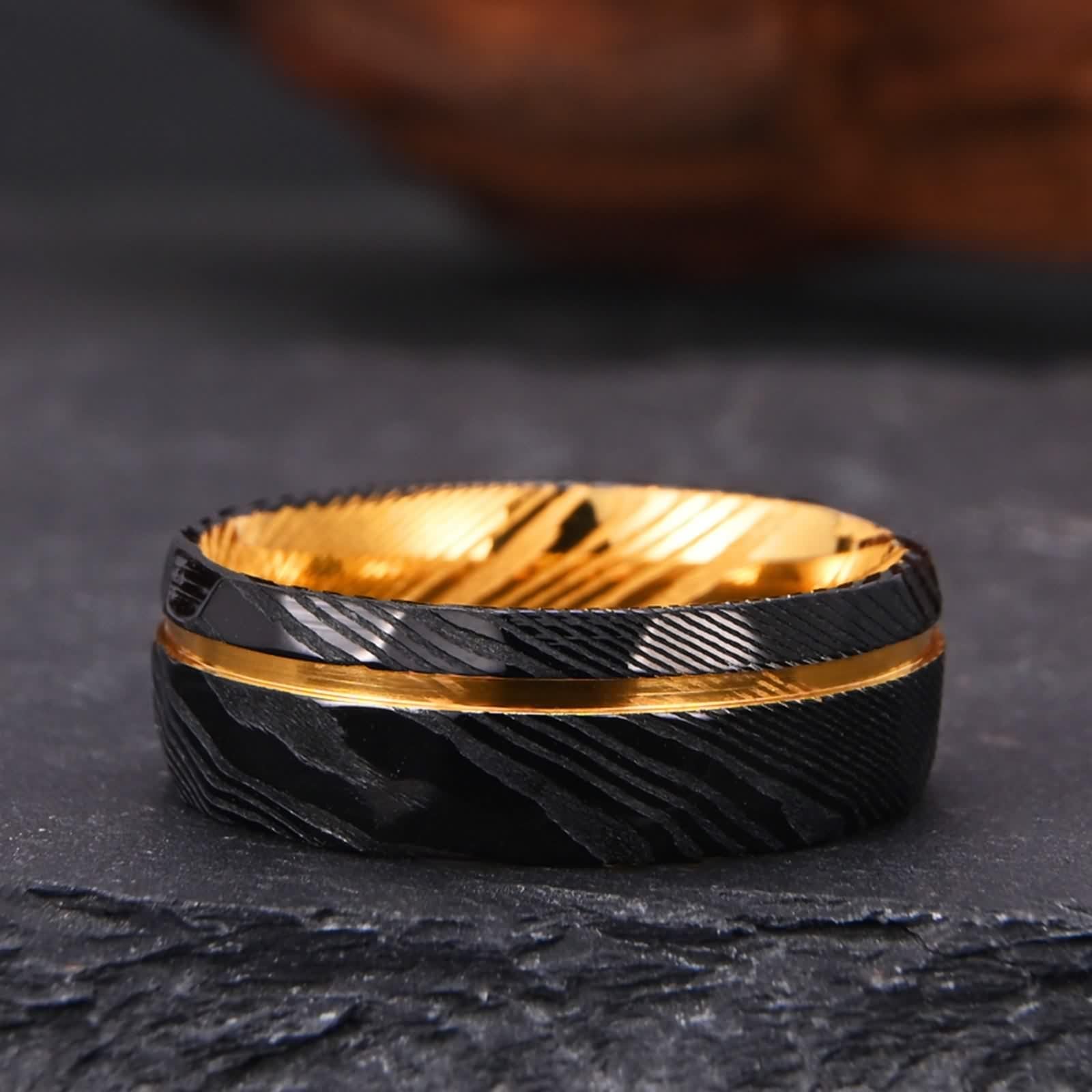 Anelli da uomo in acciaio inossidabile, a cupola, bicolore, alla moda