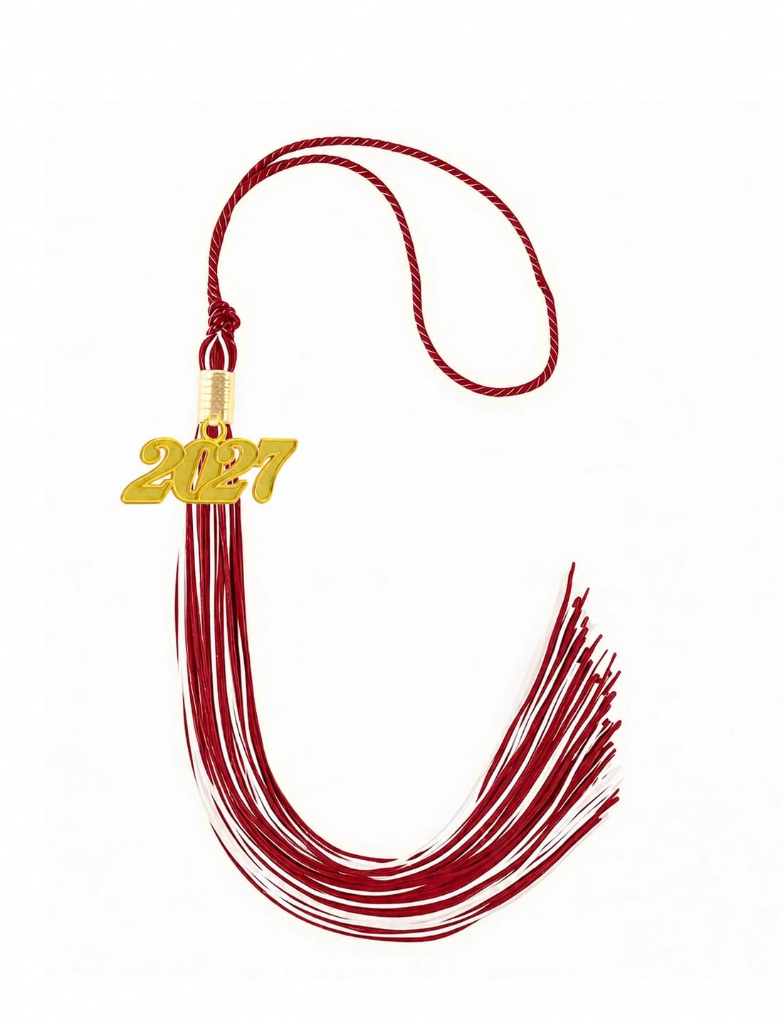 Maroon and White Graduation Tassel 2027 for Grad Cap