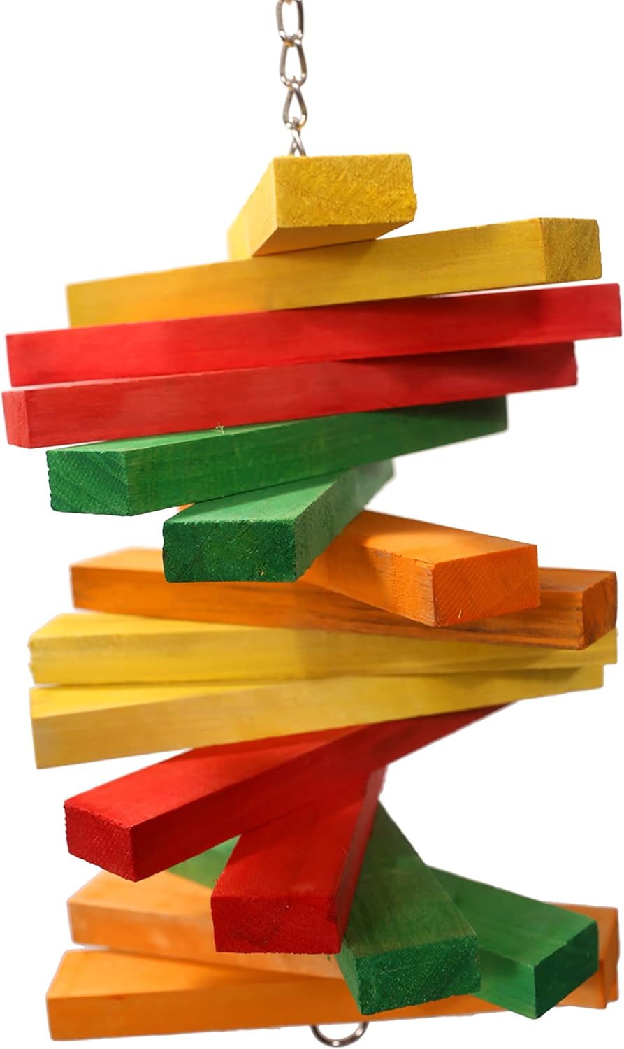 Tropical Rainbow - Large Parrot Toy Featuring Colorful Wood Pieces