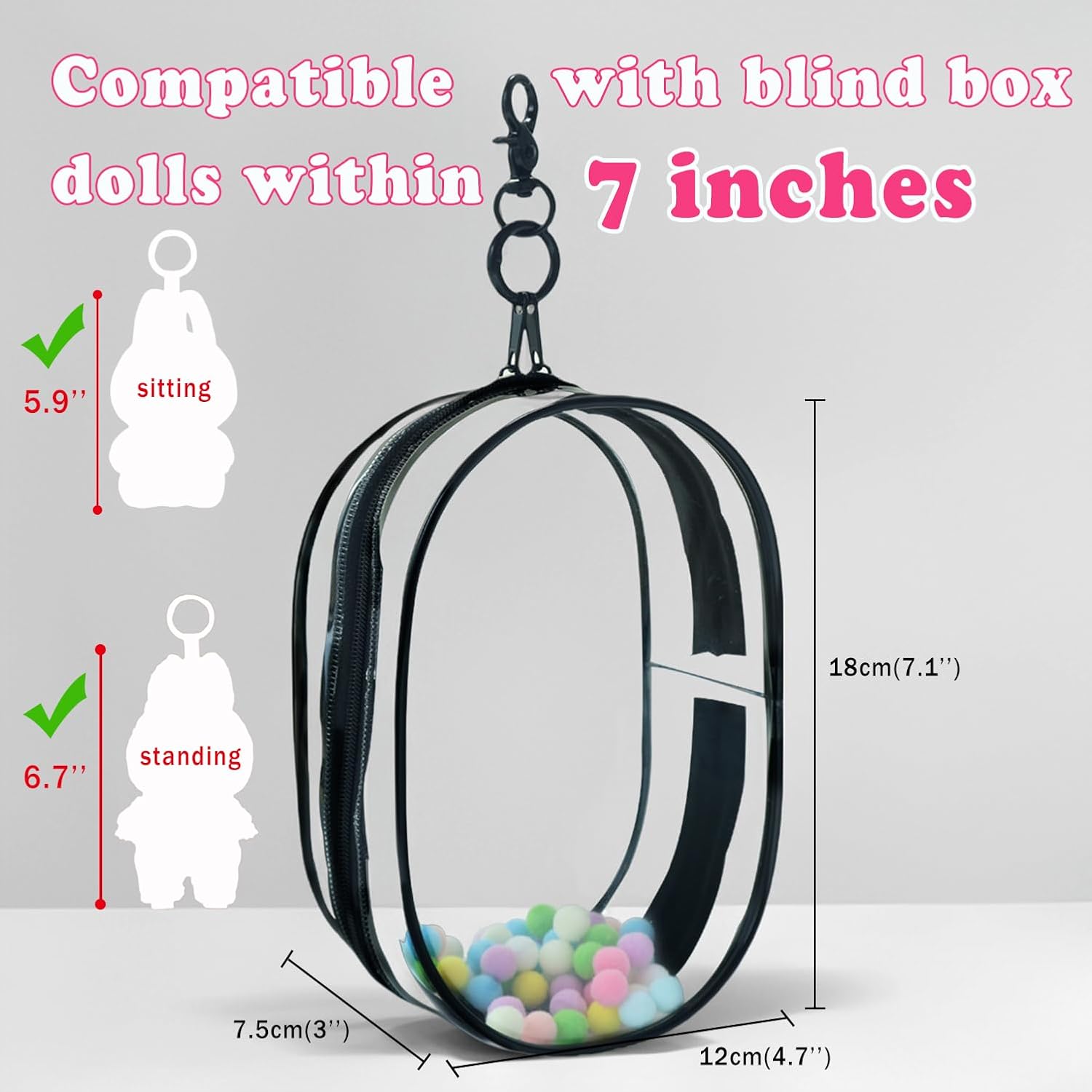 2PCS Large Clear Figure Display Bag Compatible with 7" Plush Doll image 2