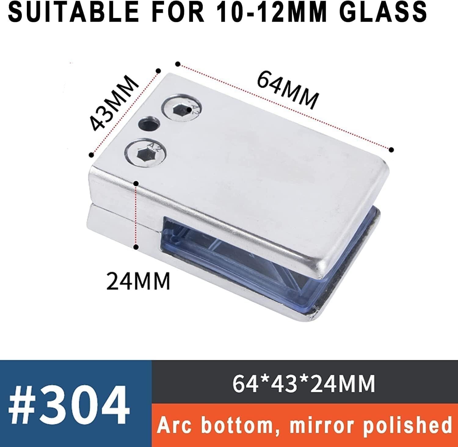 8pcs Glass Brackets Square Glass Clips 304 Stainless Steel Glass Clamps Adjustable Glass Brackets For Household Spigot Clamp(8~10mm)