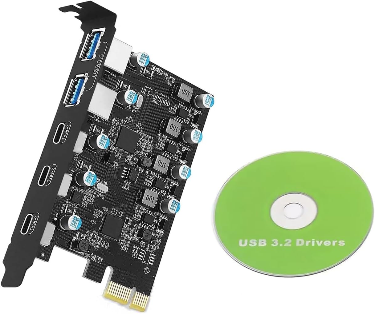 5 Ports 2 USB-A 3 USB-C 20 Gbps PCIe to USB 3.2 Gen 2 Expansion Card