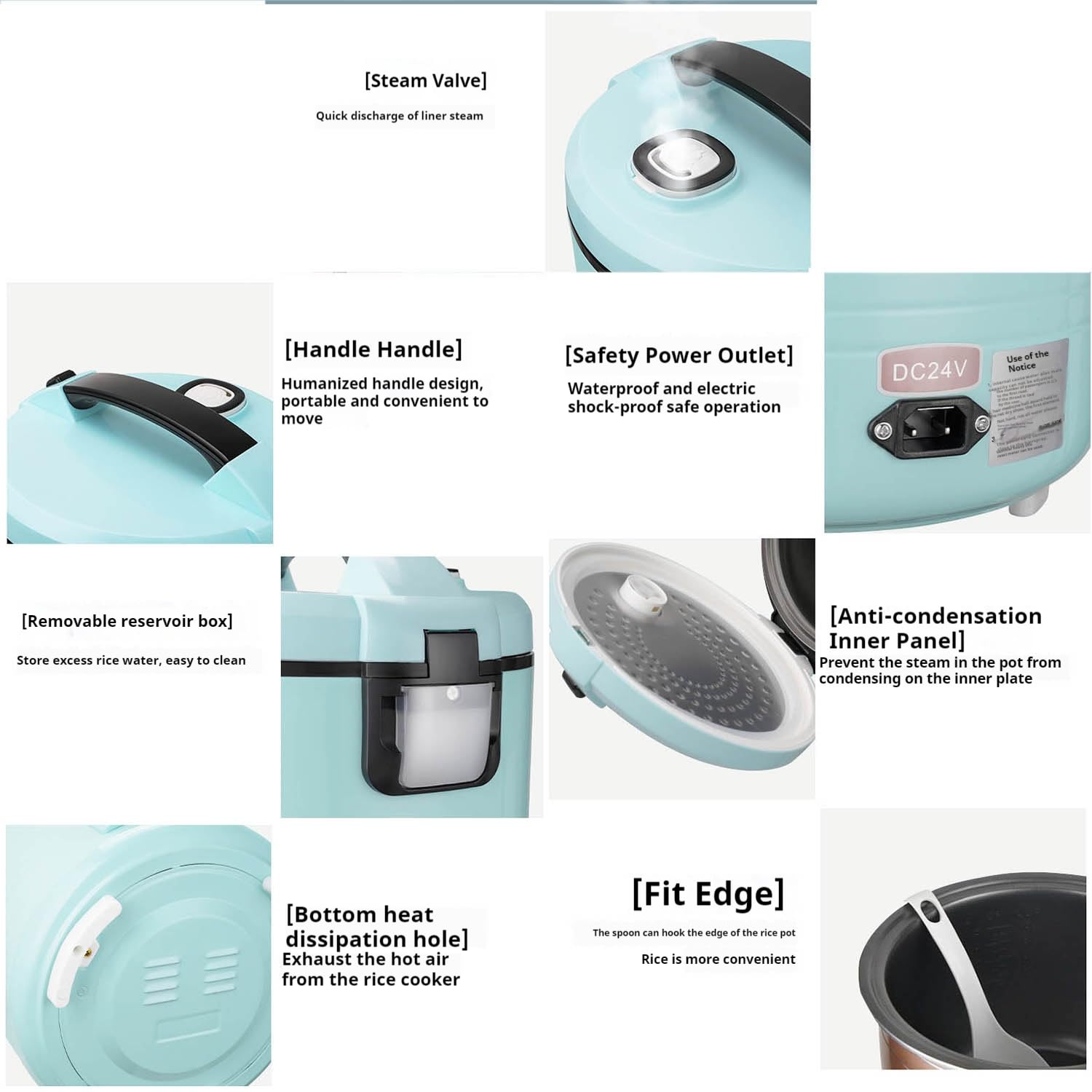Olla Arrocera para Camion 24v,Portátil Multifuncional Mini Rice Cooker 12 V,para Viajar, Acampar y Hacer picnics,12v/Car,5L