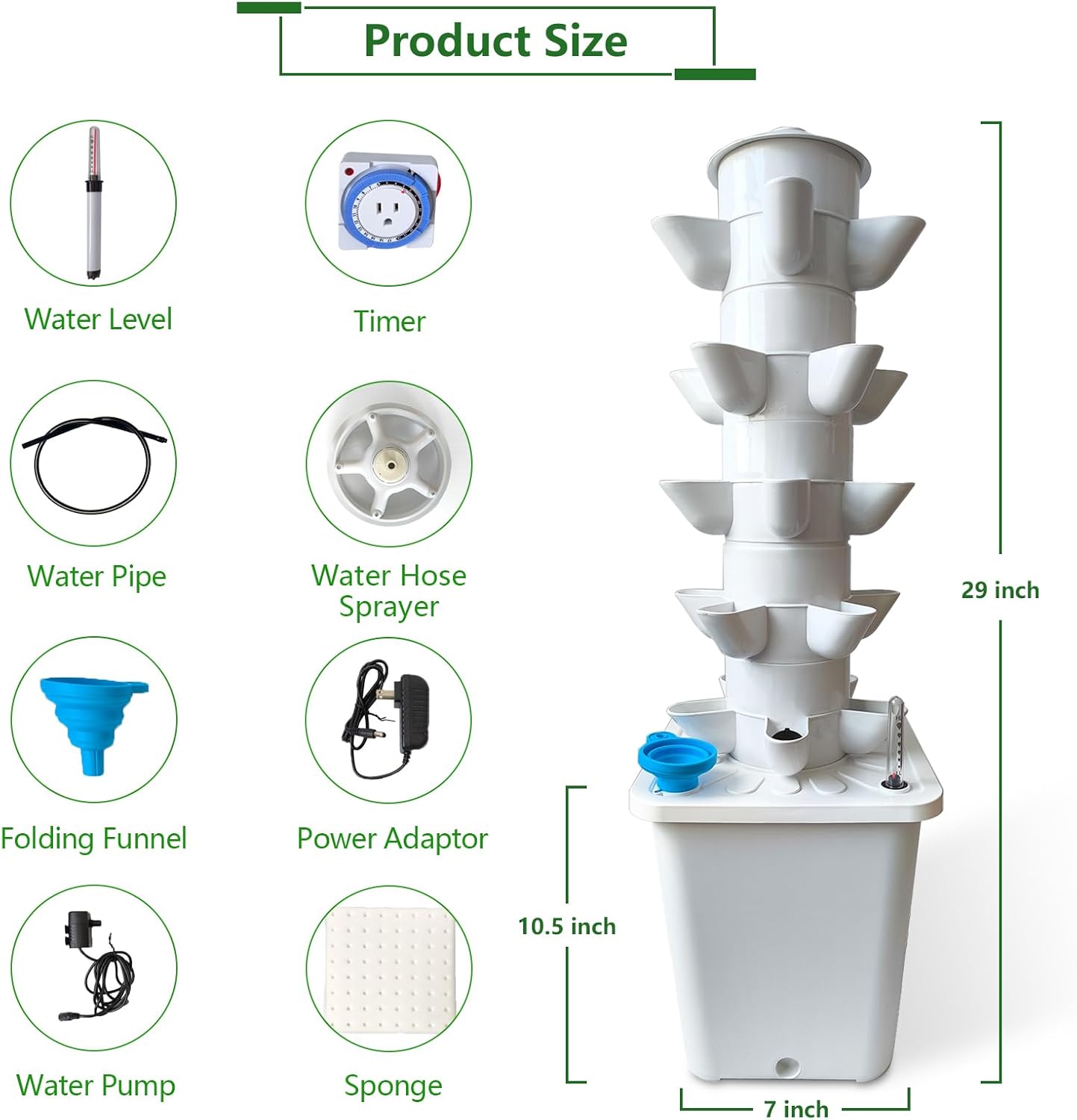25 Plants Hydroponic Tower, Hydroponics Growing System Tower, Hydroponics Tower with Timer Automatic Watering, Vertical Hydroponic Tower, Planter Germination Kit for Herbs Vegetables Fruits