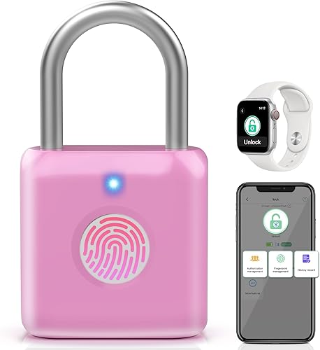 Pothunder Candado de huellas dactilares, cerradura de casillero, cerradura de combinación, bloqueo de huellas dactilares con liberación de