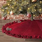 LimBridge Christmas Tree Skirt, 48 inches Ruffled Knit Knitted Thick Rustic Xmas Holiday Decoration,...