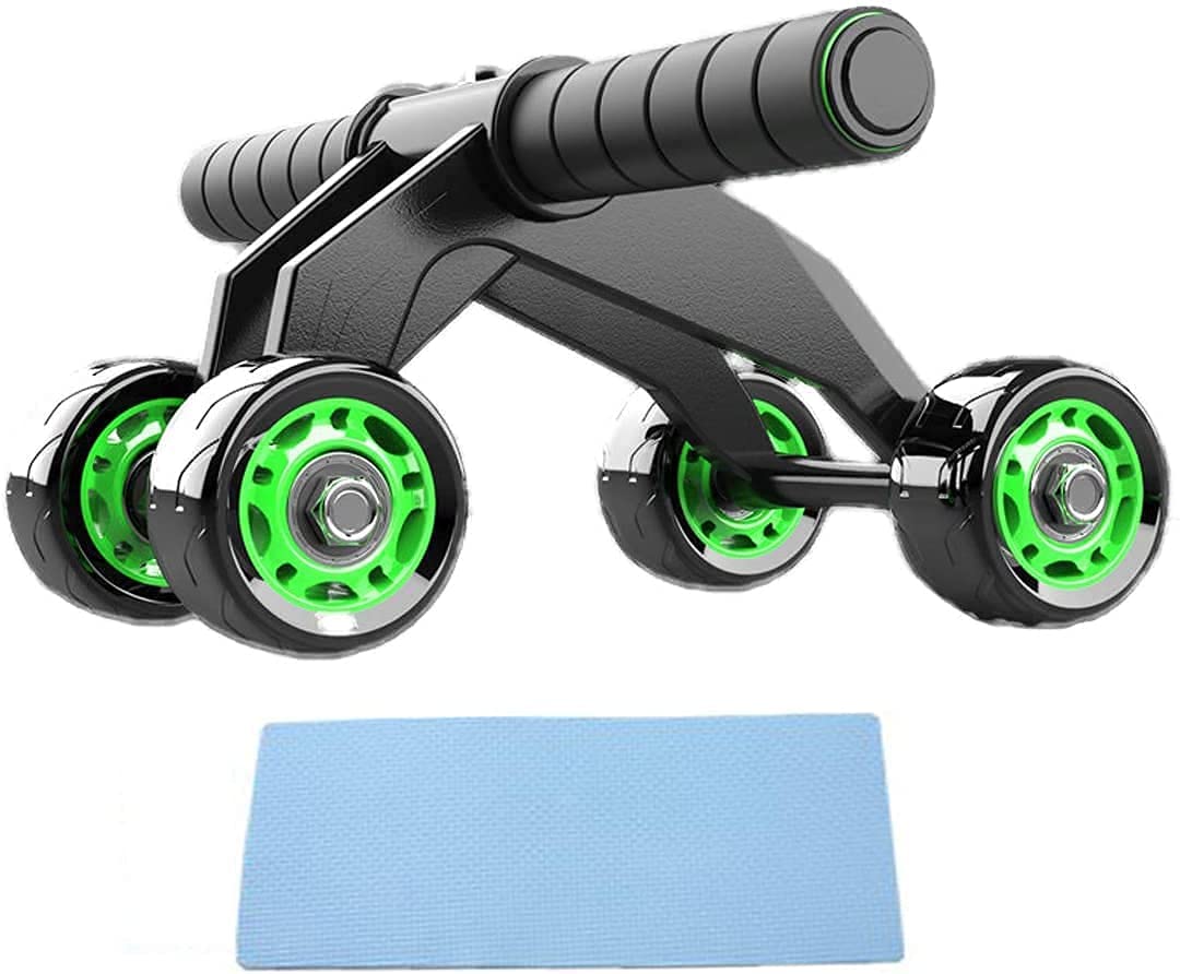 Portable Core Abdominal Ab 4 Roller Exerciser Push Up Stand Bar Abs Workout Fitness Gym Equipment with mat for Men and Women