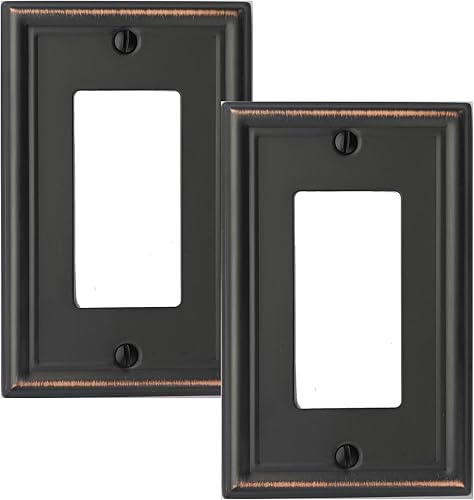 Vista 56 de Luca - Placa de pared de metal para interruptor de luz de palanca, 2 unidades de bronce envejecido de 3 bandas, cubierta decorativa para interruptor