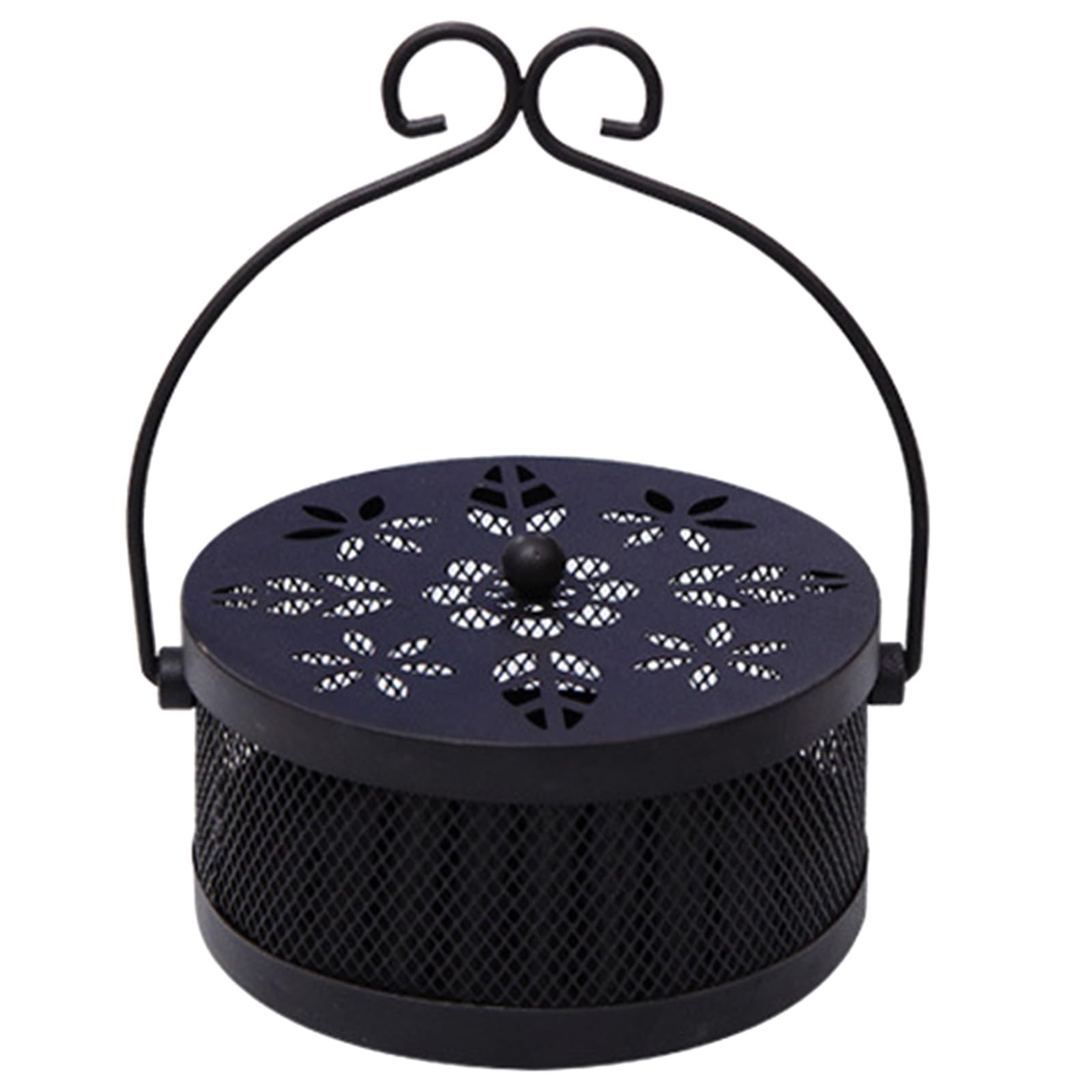 Coiled Holder Incenses Burners, Spirals Holder Coiled Box with Handle and Lid for Travel Fireproofed Incenses Burners